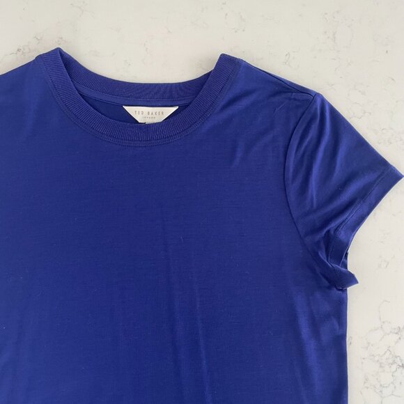 Ted Baker London Short Sleeve Crew Neck 100% Lyocell Top Bold Purple US 4-6/10UK - Picture 4 of 10
